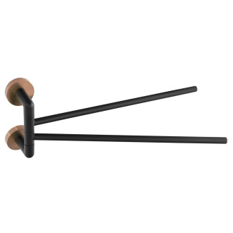 LARISSA dvojitý držák ručníků otočný 350mm, černá/měď mat WS021BC 60583