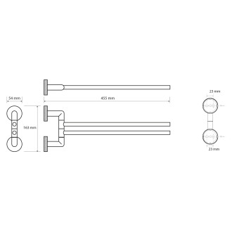 LARISSA dvojitý držák ručníků otočný 350mm, černá/zlato mat WS021BG 60584