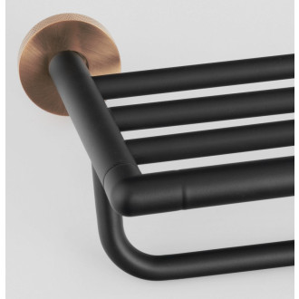 LARISSA polička na ručníky s hrazdou 600mm, černá/měď mat WS029BC 60589