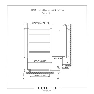 CERANO Elektrický sušák ručníků Domenico bílá lesklá 660x550 mm LIV-W-ER-6-55