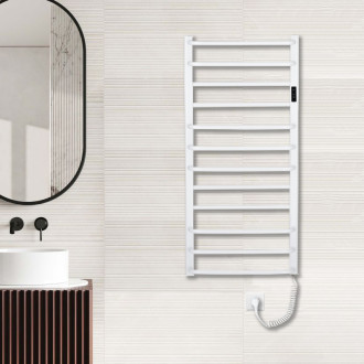 CERANO Elektrický sušák ručníků Ricardo, s displejem bílá lesklá 1160x550mm LIV-W-ED-12-55