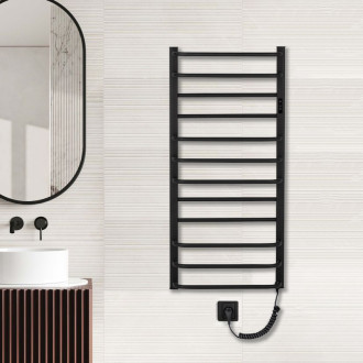 CERANO Elektrický sušák ručníků Ricardo, s displejem černá matná 1160x550mm LIV-B-ED-12-55