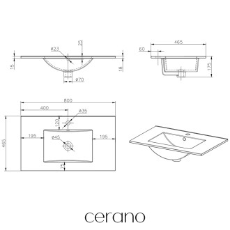 CERANO Keramické umyvadlo Todo bílá 80x47 cm CER-431596