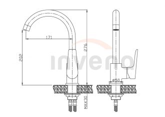 Invena DOKOS BZ-19-001-V Dřezová baterie, chrom