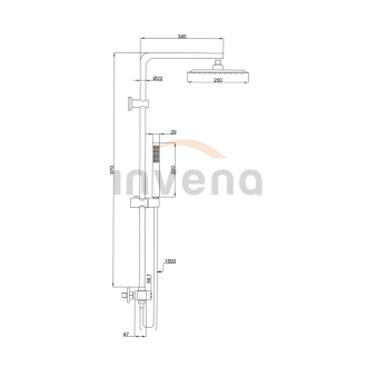 Invena SVART AU-85-004-X Sprchový set s termostatickou baterií, černá