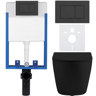 CERANO Podomítkový WC set Cesso černá mat WC tlačítko Classic, černé matné k zazdění
