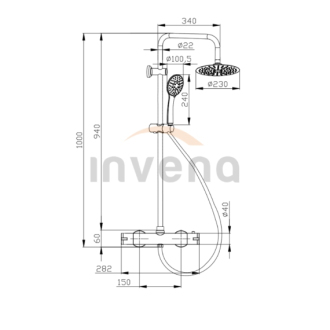 Invena MUSTA AU-84-001-X Sprchový set s termostatickou baterií, chrom