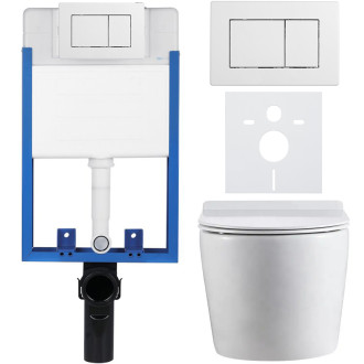 CERANO Podomítkový WC set Felci bílá lesklá WC tlačítko Classic, bílé k zazdění