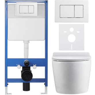 CERANO Podomítkový WC set Felci bílá lesklá WC tlačítko Classic, bílé předstěn instalace