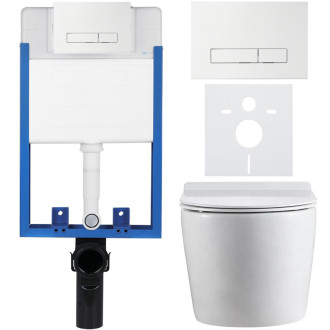 CERANO Podomítkový WC set Felci bílá lesklá WC tlačítko Slim, bílé k zazdění CER-8050BD59