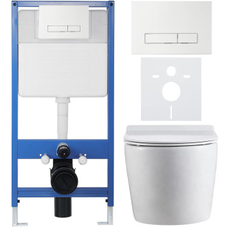 CERANO Podomítkový WC set Felci bílá lesklá WC tlačítko Slim, bílé předstěnová instalace