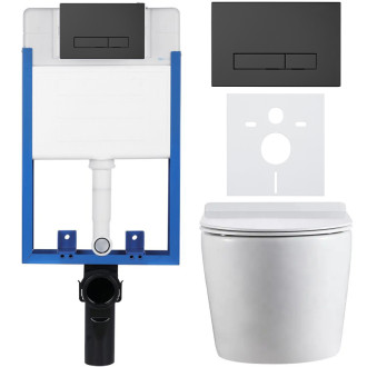 CERANO Podomítkový WC set Felci bílá lesklá WC tlačítko Slim, černé matné k zazdění