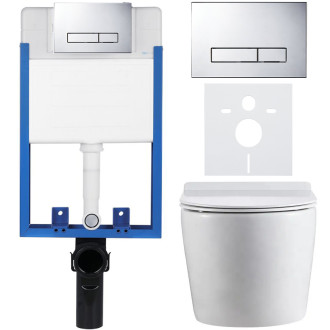 CERANO Podomítkový WC set Felci bílá lesklá WC tlačítko Slim, chrom k zazdění CER-8050BD55