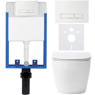 CERANO Podomítkový WC set Verde bílá lesklá WC tlačítko Slim, bílé k zazdění