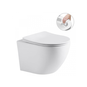 CERANO Podomítkový WC set Verde bílá lesk WC tlačítko Slim, černé matné předstěn instalace