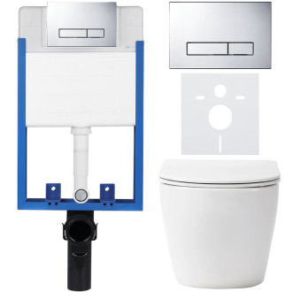 CERANO Podomítkový WC set Verde bílá matná WC tlačítko Slim, chrom k zazdění CER-8050BD28