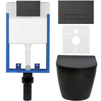 CERANO Podomítkový WC set Verde černá mat WC tlačítko Slim, černé matné k zazdění