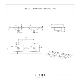 CERANO Koupelnová skříňka Carole+ker.dvojumyvadlo Todo přírodní 120x49,8x46cm CER-476345