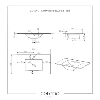 CERANO Koupelnová skříňka Carole+keram. umyvadlo Todo bílá matná 80x49,8x46cm CER-476309