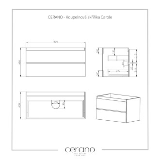 CERANO Koupelnová skříňka Carole+keramické umyvadlo Todo přírodní 100x49,8x46cm CER-476342