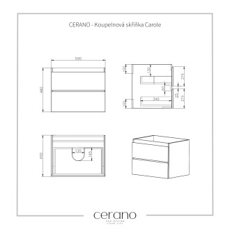 CERANO Koupelnová skříňka Carole+keramické umyvadlo Todo přírodní 60x49,8x46cm CER-476336