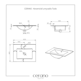 CERANO Koupelnová skříňka Carole+keramické umyvadlo Todo přírodní 60x49,8x46cm CER-476336