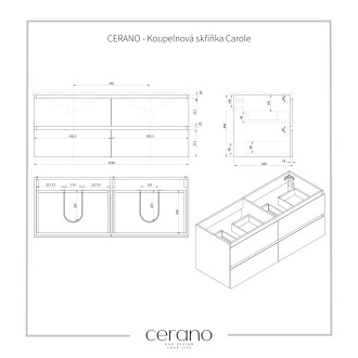 CERANO Koupelnová skříňka Carole s deskou pod umyvadlo bílá matná 120x49,8x46cm CER-476351