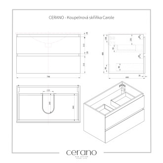 CERANO Koupelnová skříňka Carole s deskou pod umyvadlo bílá matná 80x49,8x46cm CER-476294