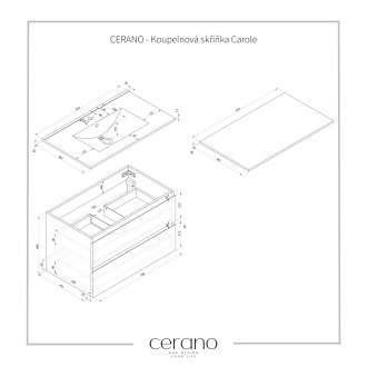 CERANO Koupelnová skříňka Carole s deskou pod umyvadlo bílá matná 80x49,8x46cm CER-476294