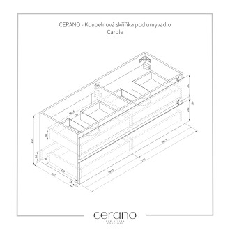 CERANO Koupelnová skříňka pod umyvadlo Carole bílá matná 120x49,8x45 cm CER-431563