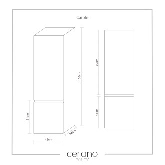 CERANO Koupelnová skříňka vysoká Carole přírodní 45x150x34 cm CER-431647