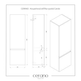 CERANO Koupelnová skříňka vysoká Carole přírodní 45x150x34 cm CER-431647