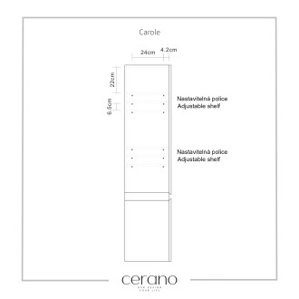 CERANO Koupelnová skříňka vysoká Carole přírodní 45x150x34 cm CER-431647