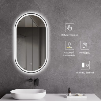 CERANO Koupelnové LED zrcadlo Alto, kovový rám černá matná 55x100 cm CER-NT8144G-55X100