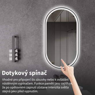 CERANO Koupelnové LED zrcadlo Alto, kovový rám černá matná 55x100 cm CER-NT8144G-55X100