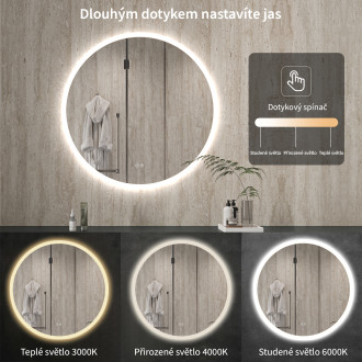 CERANO - Koupelnové LED zrcadlo Aureo - Ø 60 cm