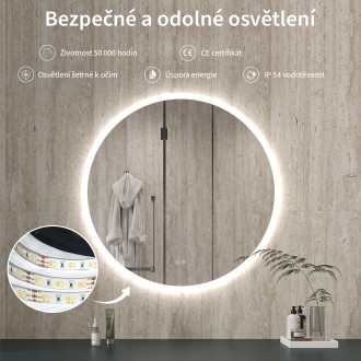 CERANO - Koupelnové LED zrcadlo Aureo - Ø 60 cm
