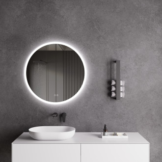 CERANO - Koupelnové LED zrcadlo Blanco, akrylový rám - bílá lesklá - Ø 50 cm