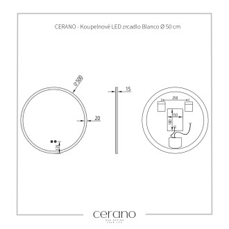 CERANO - Koupelnové LED zrcadlo Blanco, akrylový rám - bílá lesklá - Ø 50 cm