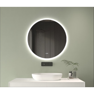 CERANO - Koupelnové LED zrcadlo Blanco, akrylový rám - bílá lesklá - Ø 60 cm