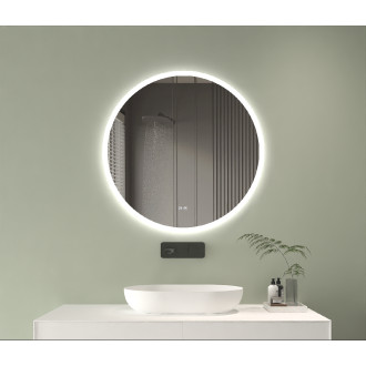CERANO - Koupelnové LED zrcadlo Blanco, akrylový rám - bílá lesklá - Ø 60 cm