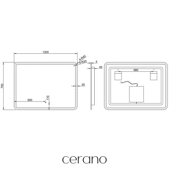 CERANO Koupelnové LED zrcadlo Grande 120x70 cm CER-DY-2073Y