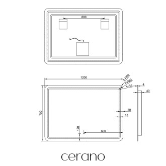 CERANO Koupelnové LED zrcadlo Retano 120x70 cm CER-NT2151-120X70