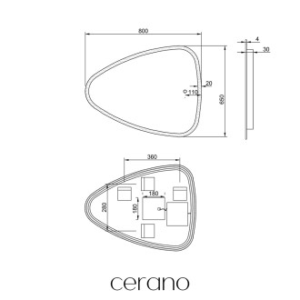 CERANO Koupelnové LED zrcadlo Riflettore 80x65 cm CER-429322