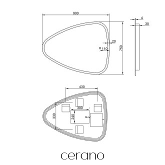 CERANO Koupelnové LED zrcadlo Riflettore 90x75 cm CER-429328