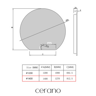 CERANO Koupelnové LED zrcadlo Rondo ? 140 cm CER-NT2153-140