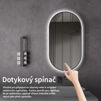 CERANO Koupelnové LED zrcadlo Valto, kovový rám černá matná 40x60 cm CER-NT8144D-40X60