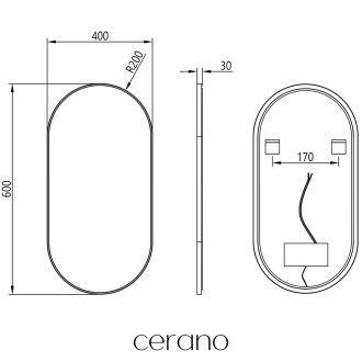 CERANO Koupelnové LED zrcadlo Valto, kovový rám černá matná 40x60 cm CER-NT8144D-40X60