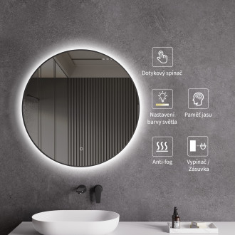 CERANO Koupelnové LED zrcadlo Velo, kovový rám černá matná 80 cm CER-NT8232H81