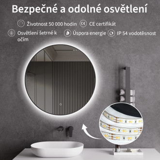 CERANO Koupelnové LED zrcadlo Velo, kovový rám černá matná 80 cm CER-NT8232H81